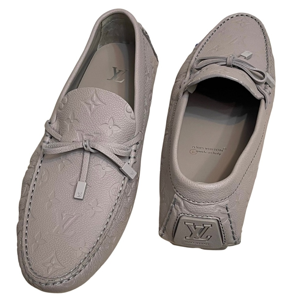 BRAND NEW Louis Vuitton Taupe Monogram Leather Driver Loafers Size 10 LV 11.5 US - Picture 4 of 5
